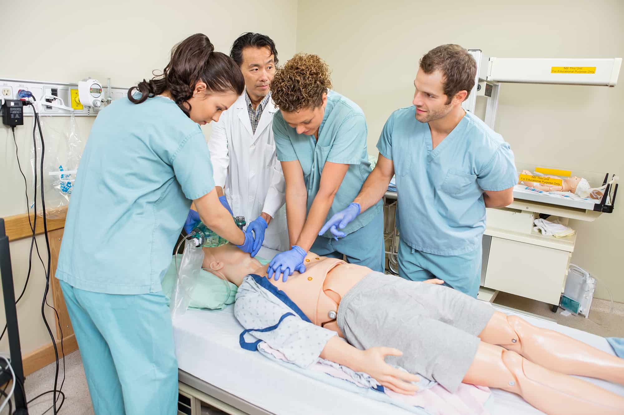 Healthcare simulation medical CPR on manikin