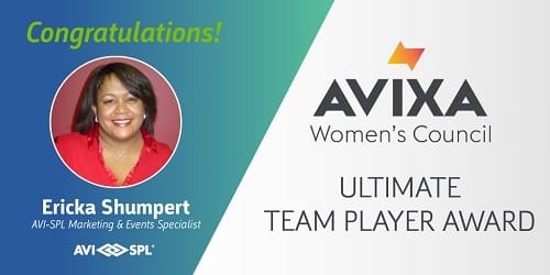 Ericka Shumpert AVIXA Ultimate Team Player award