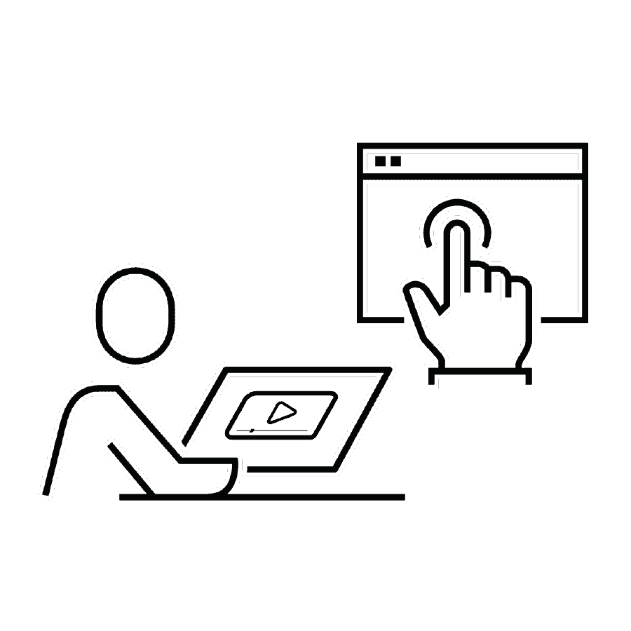 on-demand training icon with student and computer