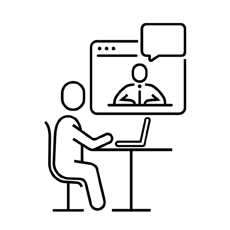 online training icon with student and instructor on screen