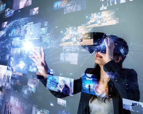 Experience designer wearing VR headset