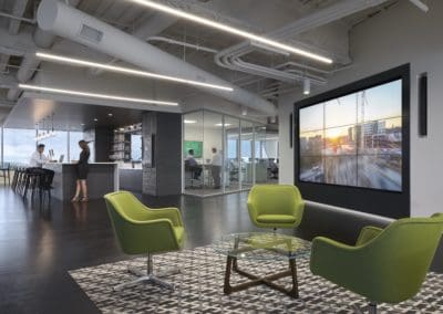 CBRE collaboration space with digital signage