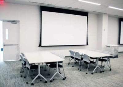 KU Medical Center Health Education Building Classroom with large projection screen