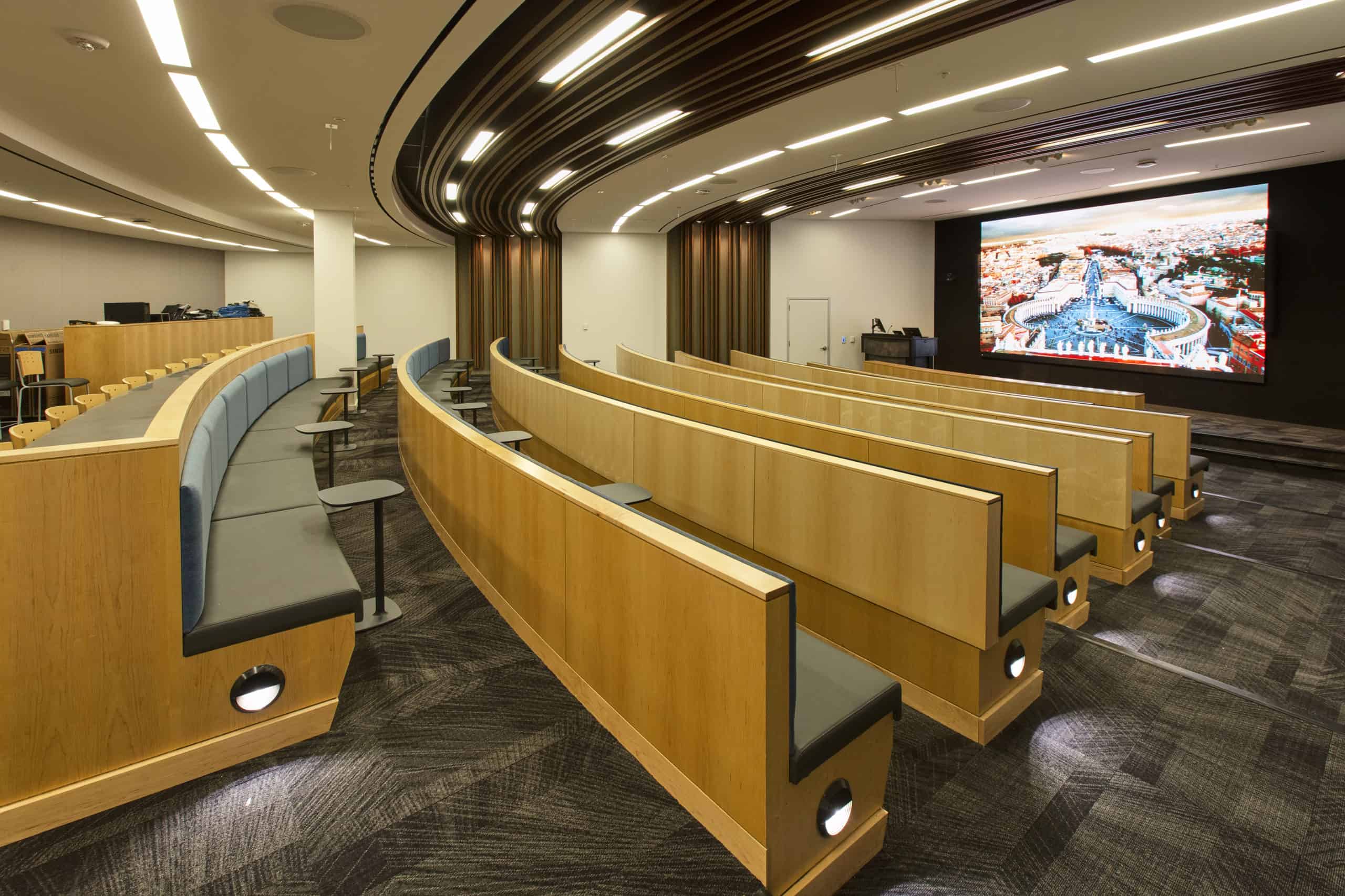 Kiewit auditorium with 220" Primeview LED wall