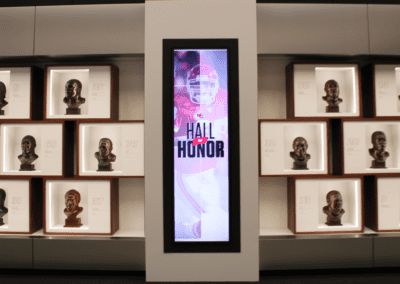 Slim portrait interactive touch display featuring Kansas City Chiefs player