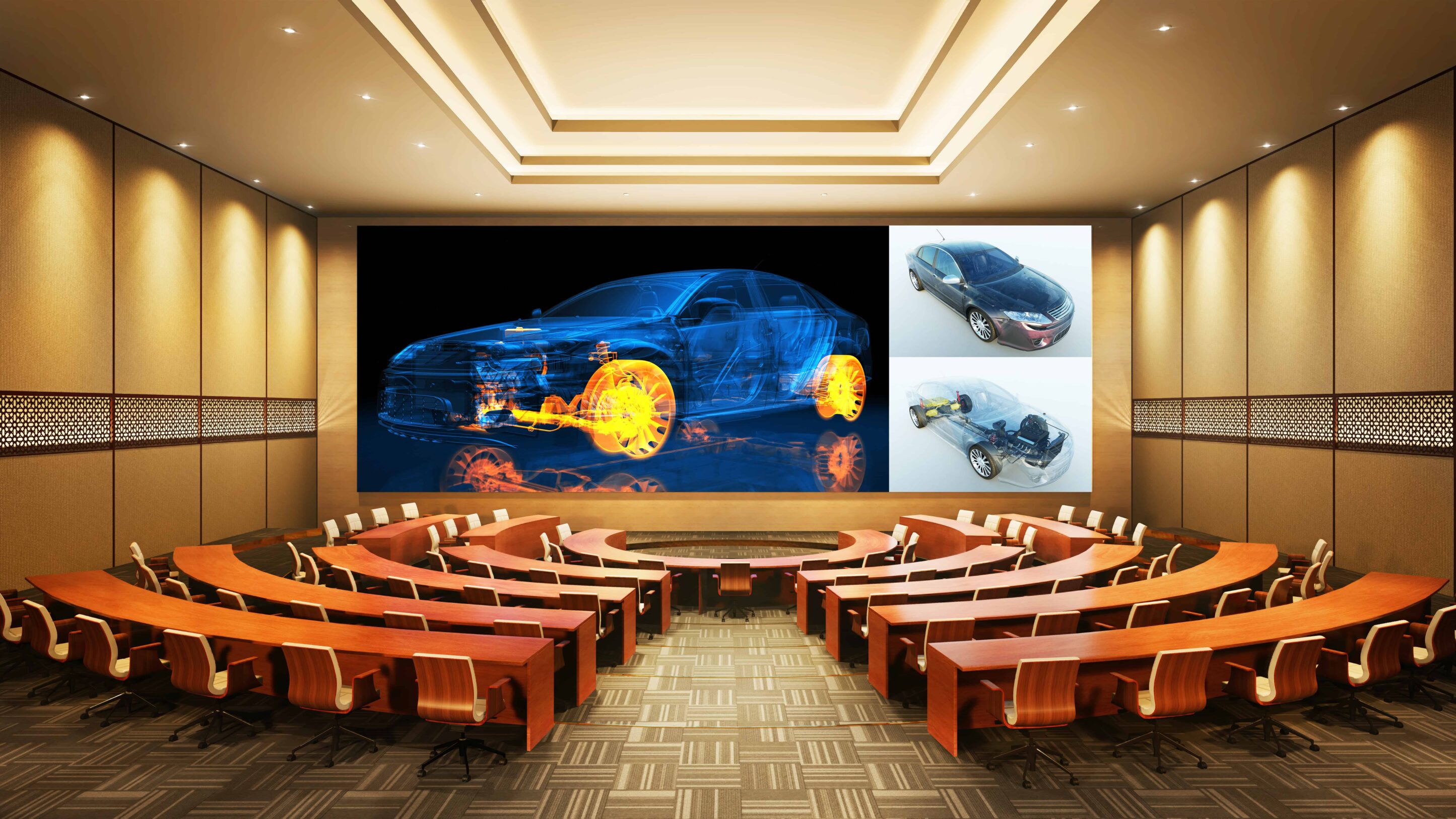 Auditorium with Sony video wall backdrop
