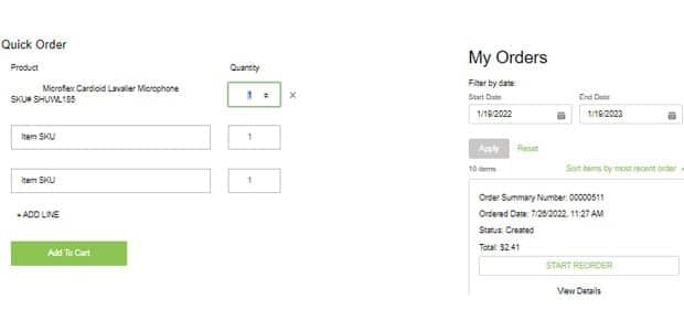 quick order product additions and easily view previous orders