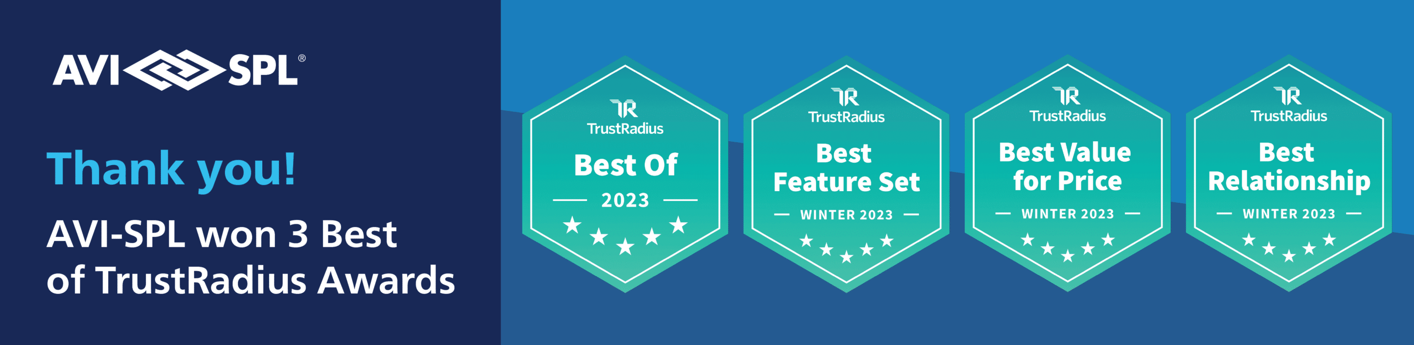 AVI-SPL won 3 Winter 2023 Trust Radius awards for video conferencing