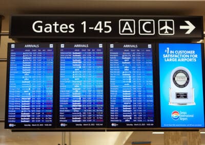 airport digital signage with flight information