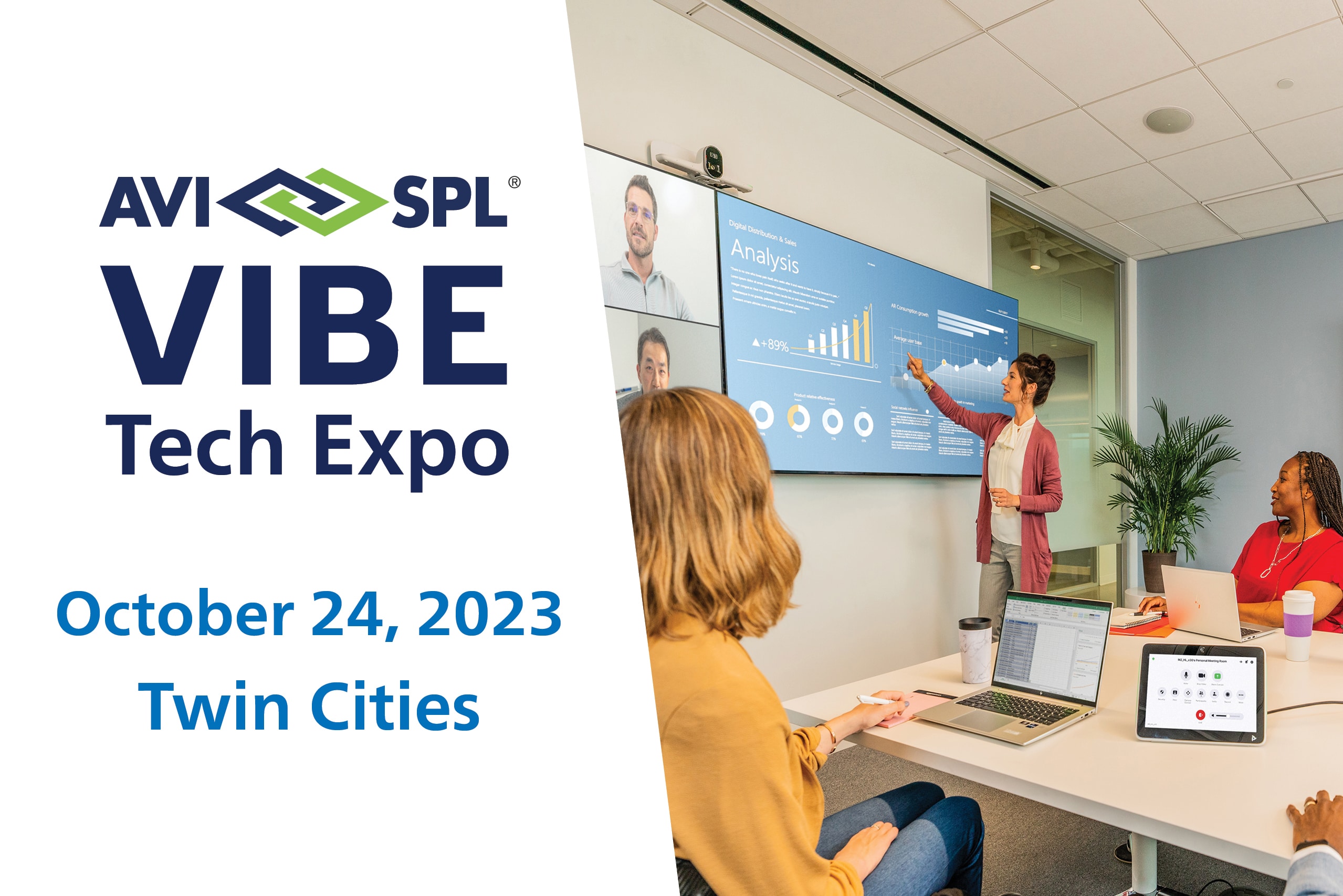 Vibe Twin Cities event banner with conference room image