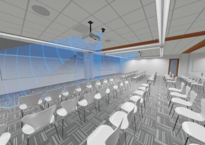 Rose State College's Tanenbaum Aerospace and Cybersecurity Center four-way dividable classroom virtual reality design