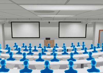 Rose State College's Tanenbaum Aerospace and Cybersecurity Center tiered lecture hall virtual reality design