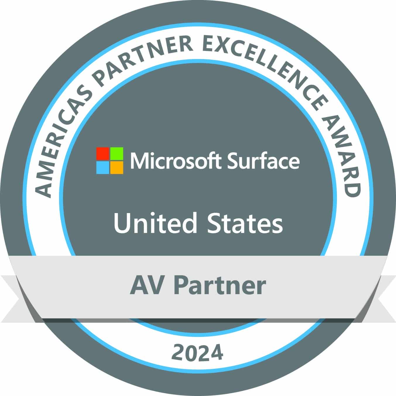 Surface AV Partner excellence silver award badge