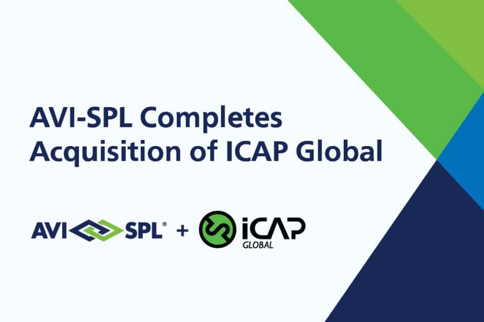 Certainly! Heres a shortened version for you:

AVI-SPL Acquires ICAP Global with AVI-SPL & ICAP Global logos on a green, blue, and white geometric background.