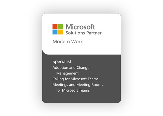 Microsoft Solutions Partner for Modern Work: Specialist in Adoption & Change Management, Teams Calling, Meetings & Rooms.