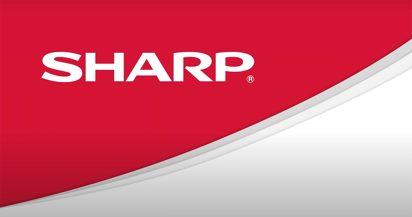 Sharp logo on a red background