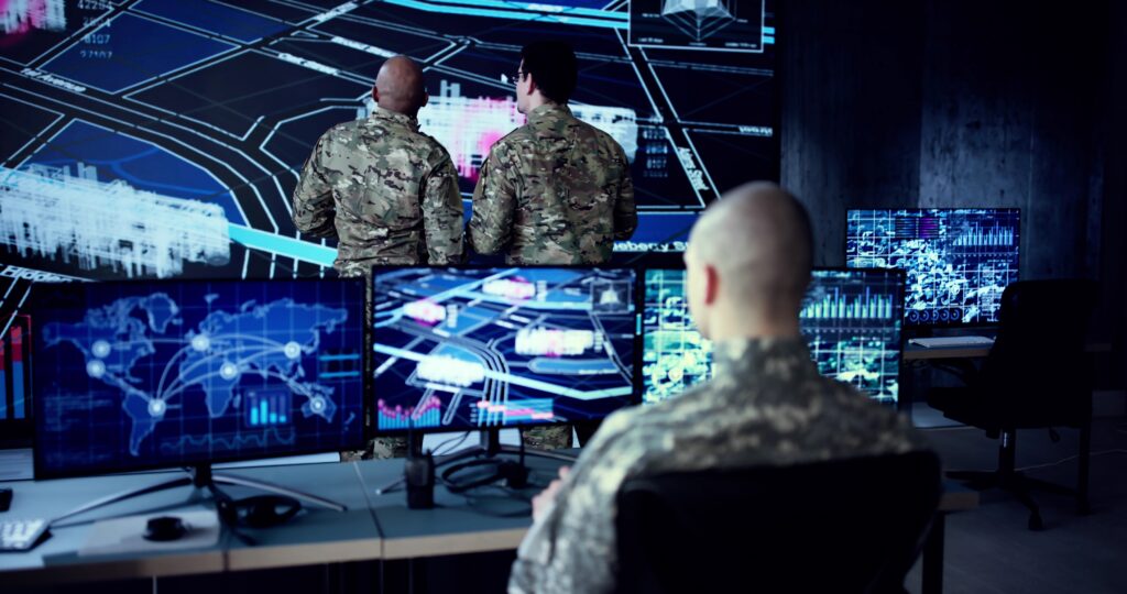 Control Room with Military personnel