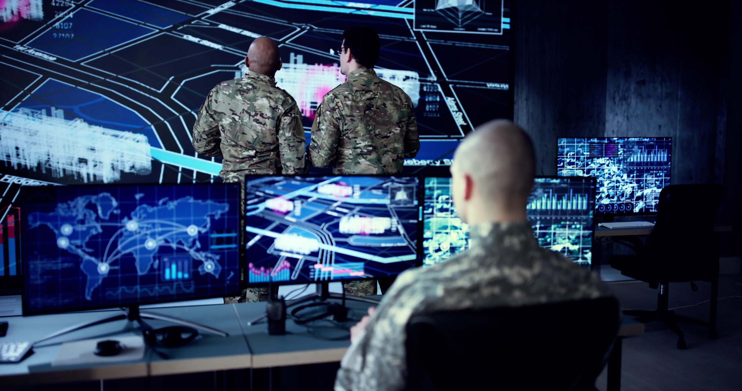 Control Room with Military personnel