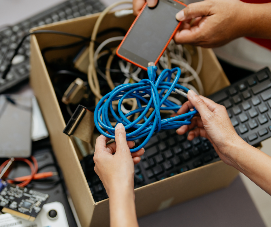  Box of recycled electronics