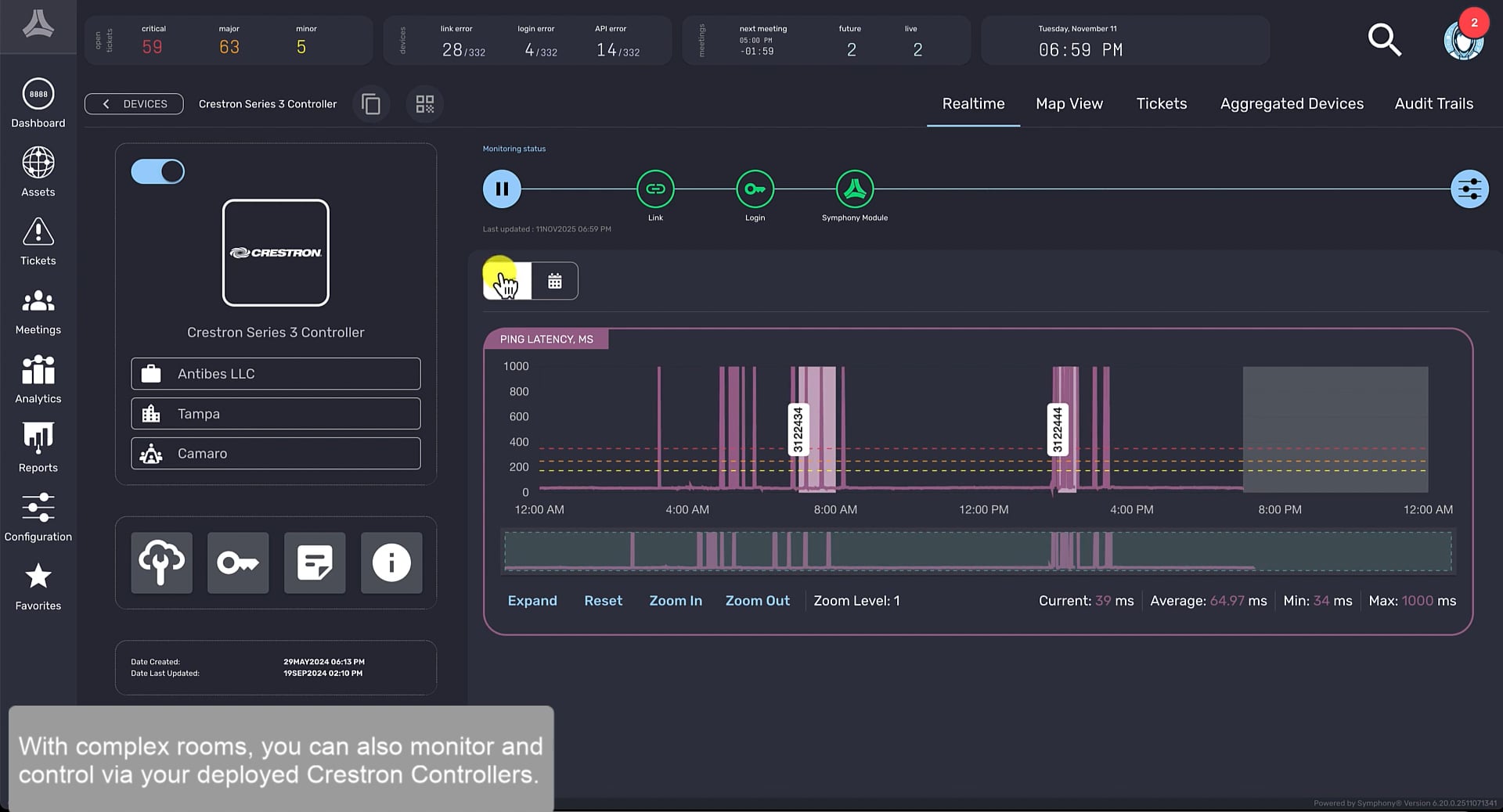 Symphony Crestron Complex Rooms screenshot