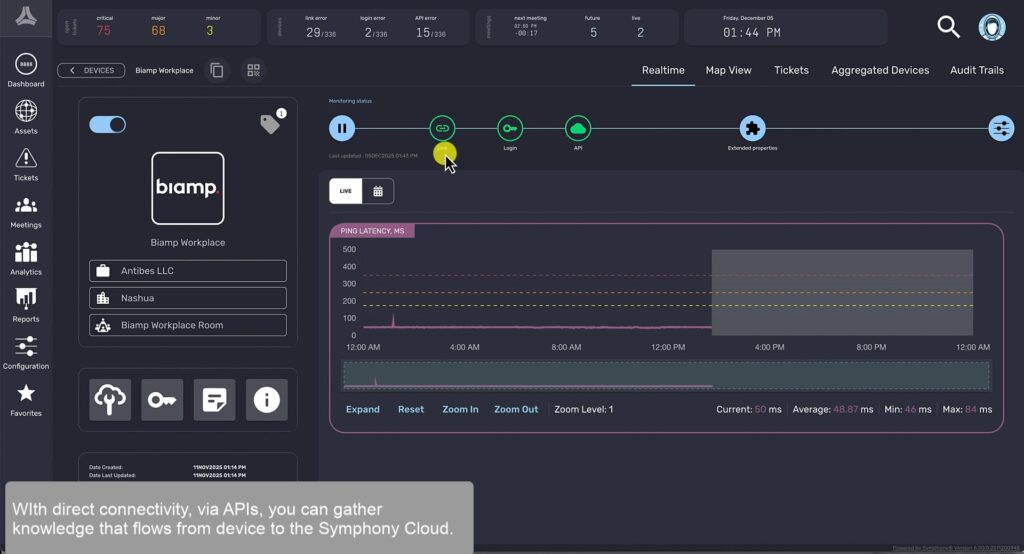 Biamp & Symphony screenshot shows a practical approach to sustainability