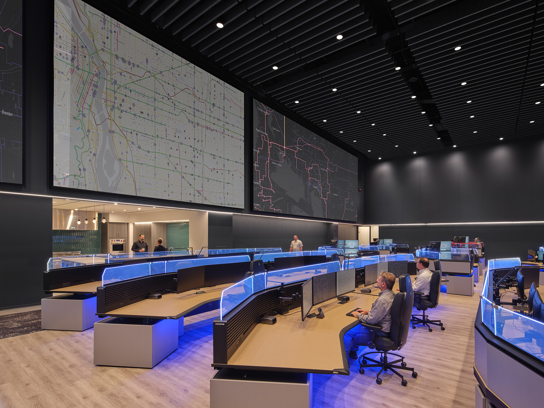 TruePix dvLED video walls feature large system maps, alerts, and dashboards.