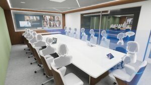 Large conference room with Cisco equipment.