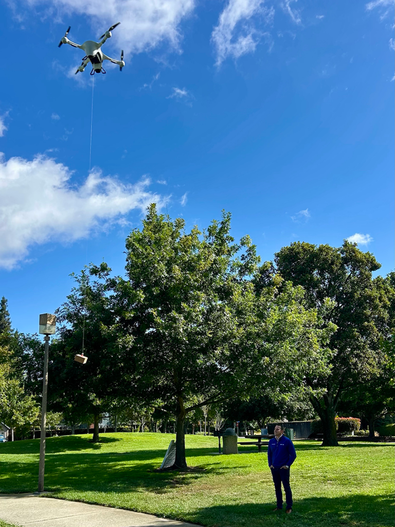 AVI-SPL and Matternet Autonomous Delivery Drone in Flight