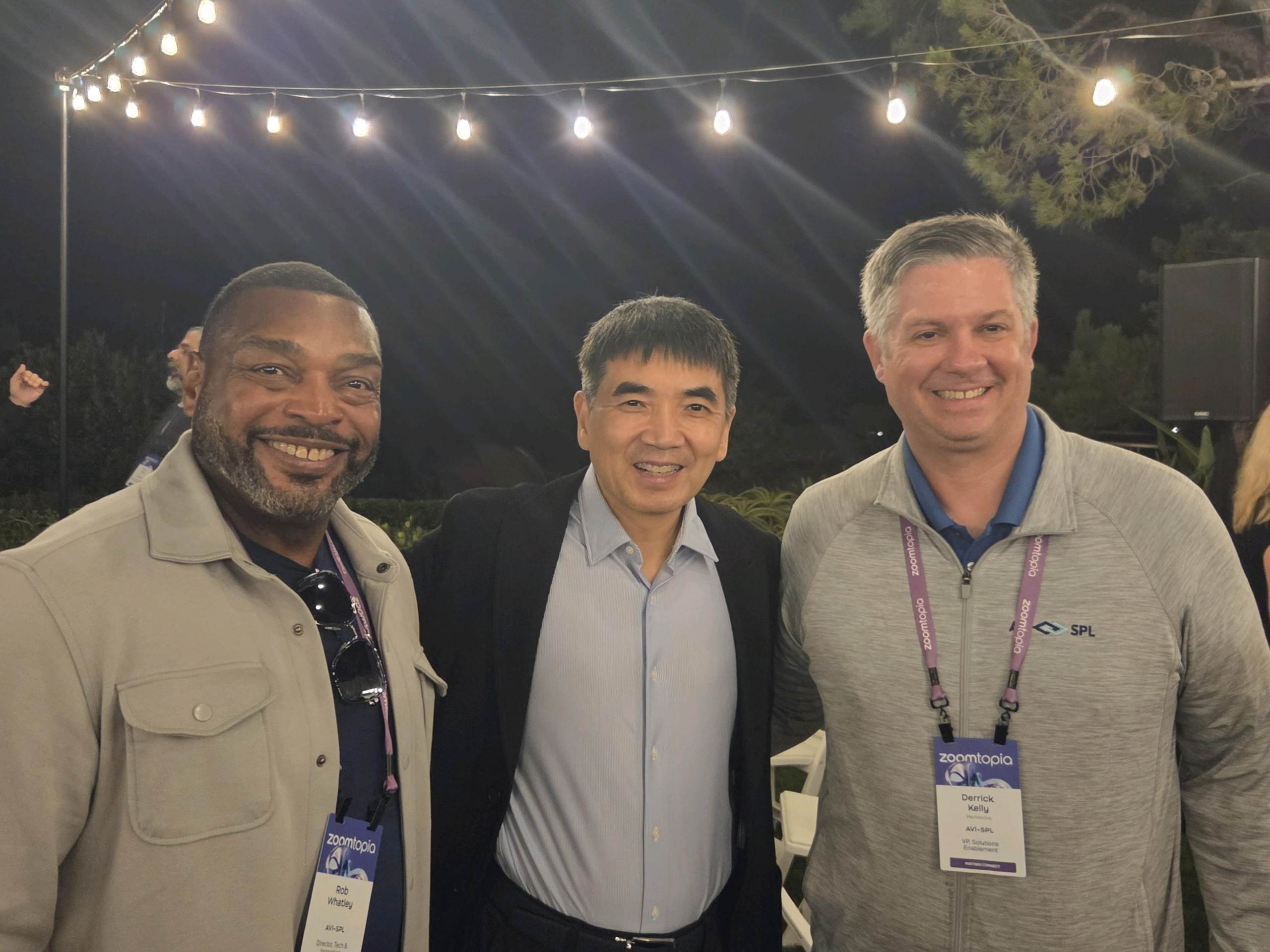 Derrick Kelly and Rob Whatley with Zoom CEO, Eric Yuan at Zoomtopia 2026