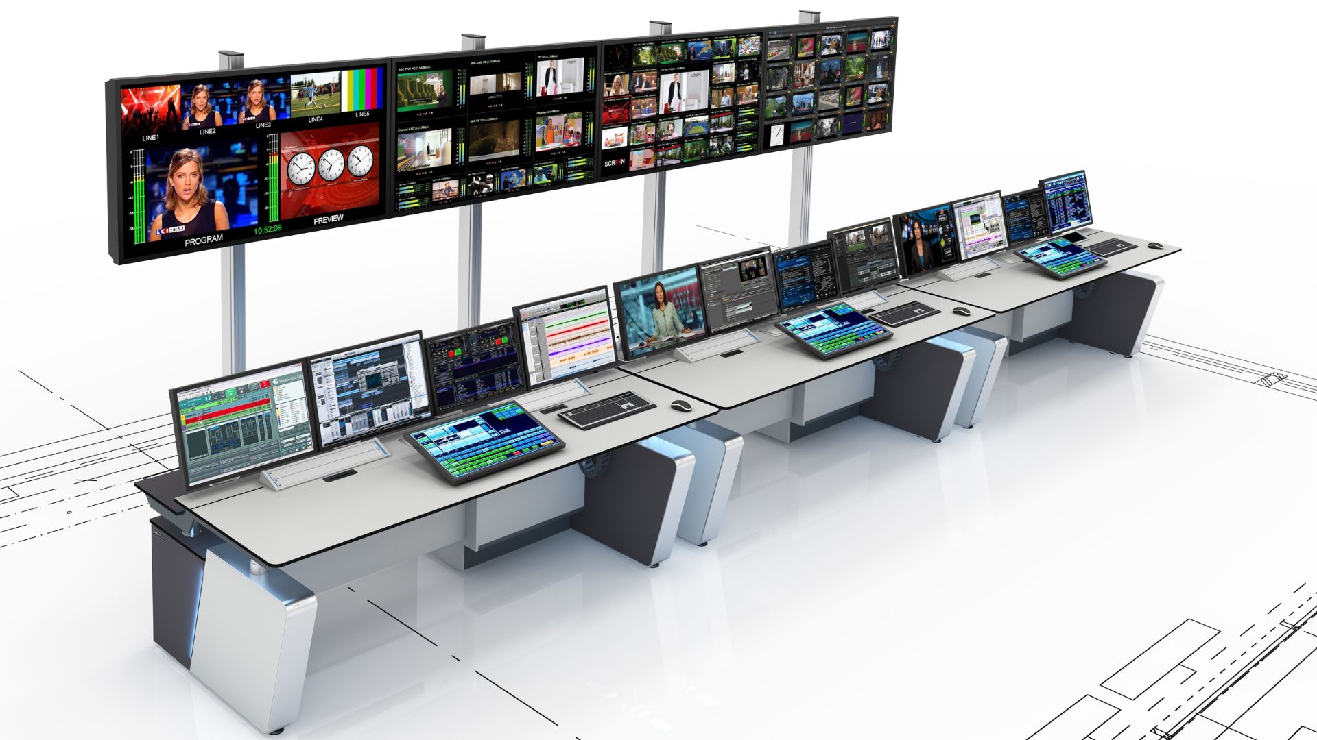 AVI-SPL managed services team monitoring and supporting workplace communication systems from a technical operations center.